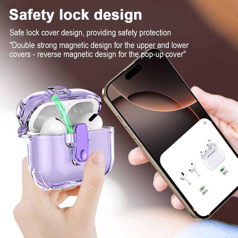 Прозрачный защитный чехол-замок для наушников Airpods Pro 3, противоударный кейс с брелоком, аксессуары-держатель для телефона