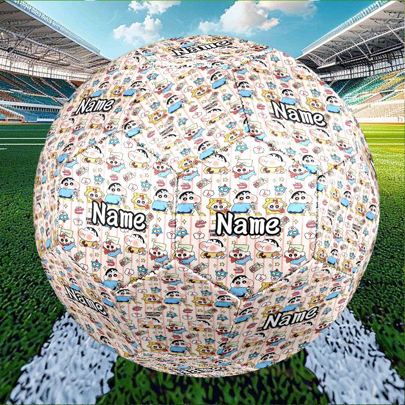 Custom Name Personalized Crayon Shin Print Size 5 Soccer Ball Training & Match Football, for Team, Kicking, Gift for Football