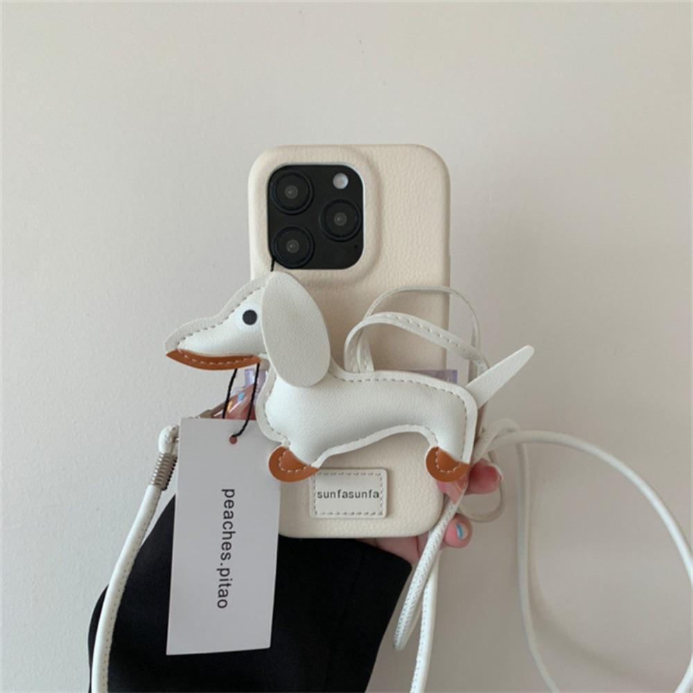 Ремешок для мобильного телефона из искусственной кожи с таксой, защита от потери телефона, ремешок с зажимом для девочки, подарки