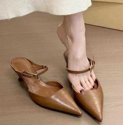 Модные женские шлепанцы с острым носком Модное элегантное летнее платье Сексуальные слинги Женская обувь Тренд 2025 Брендовые сандалии Женские туфли-лодочки на шпильке