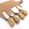 4pcs/set Wood Handle Knife Sets Oak Bamboo Cheese Cutter Knife Slicer Kit Kitchen Cheedse Stainless Steel Knife Kitchen Tools