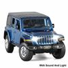 1/32 масштабная модель игрушечного автомобиля для Jeep Wrangler Rubicon, модель автомобиля из сплава, литая под давлением внедорожная игрушка со звуком и светом