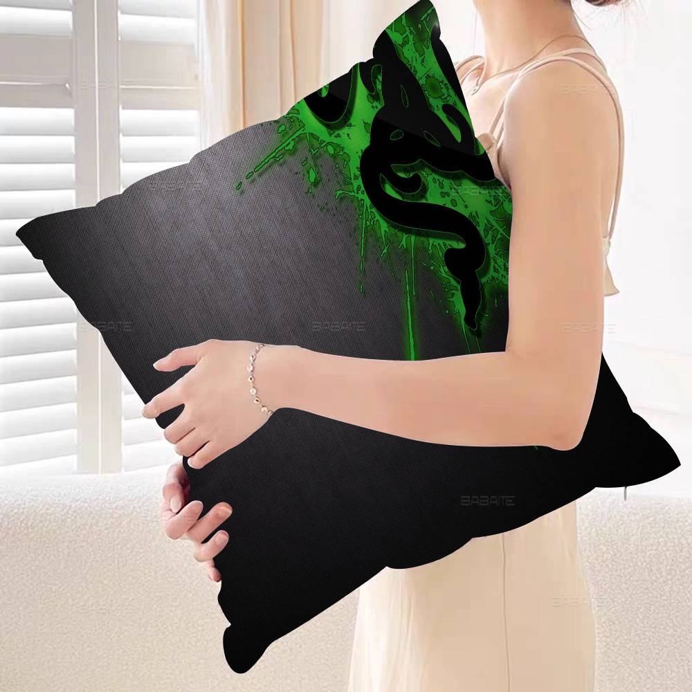 Игровой логотип Razer напечатан на чехле для подушки с дизайном кленовых листьев Счастливый Осенний Урожай декор Праздничный декор Чехол для подушки