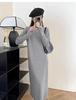 Длинное трикотажное платье-свитер в корейском стиле для женщин - свободный крой, длина до колена, идеально подходит для осени и зимы