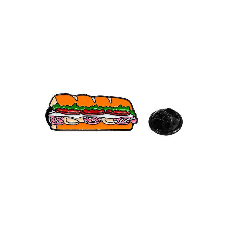 Cartoon Food Cute Brooch Pizza Vegetable Salad Hot Dog Sandwich Seam-Free Clothing