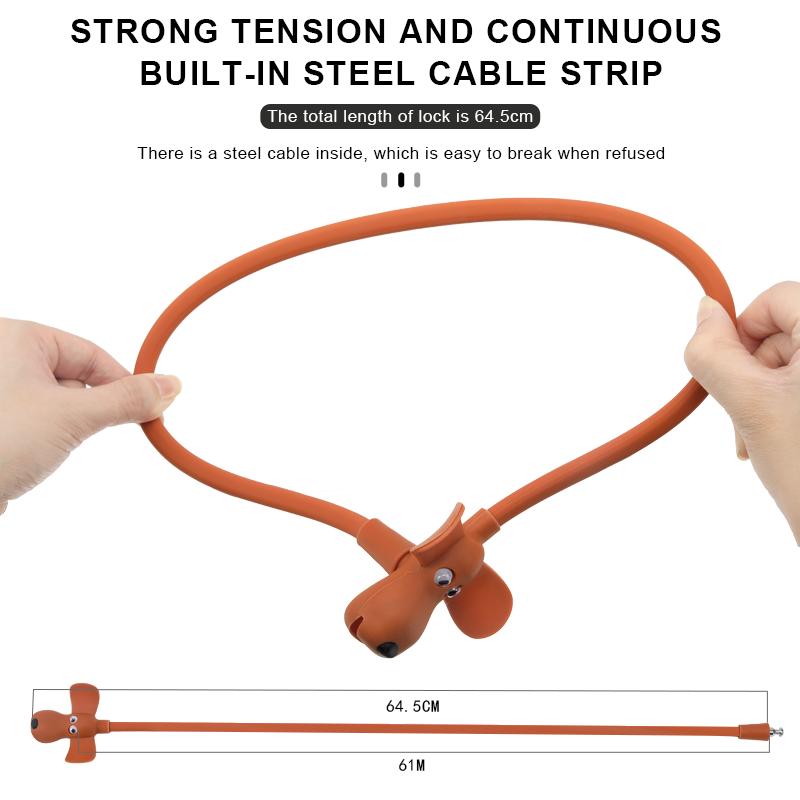 Велосипедный цепной замок с ключами Милая собака Замок для горного или шоссейного велосипеда Противоугонный кабель в силиконовой оплетке Для велосипедного шлема Высокая безопасность 4