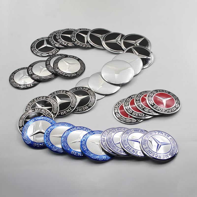 BNXP8 4Pc For Mercedes Benz C180 C200 C260 W124 W126 W140 W168 W176 56mm 60mm 65mm Car Wheel Hub Cap Center Sticker Emblem Badge Decal
