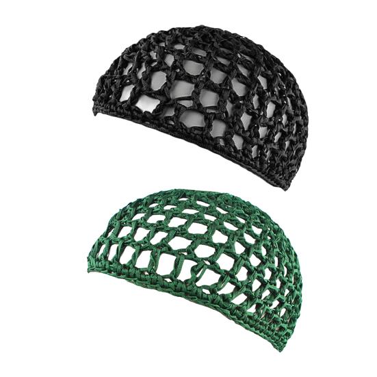 2 шт. Ночной колпак из толстой пряжи, вязаный крючком, эластичный, ажурный, сетчатый, многоцелевой, для сна, повседневной носки, шапочка для волос