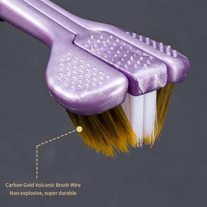 2 шт. Трехсторонняя зубная щетка с мягкой щетиной для волос Взрослая зубная щетка Ультратонкая мягкая щетина Уход за полостью рта Зубная щетка для здоровья полости рта Чистка