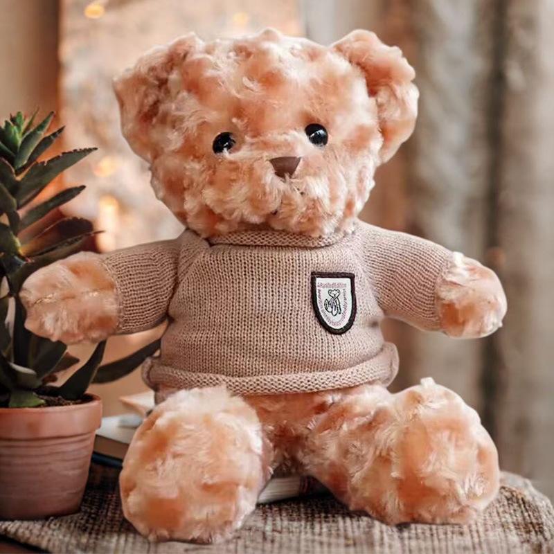 Plush Teddy Bear Gift Set: Birthday Ring Toss Doll & Sweater Bouquet, Perfect for Children's Day