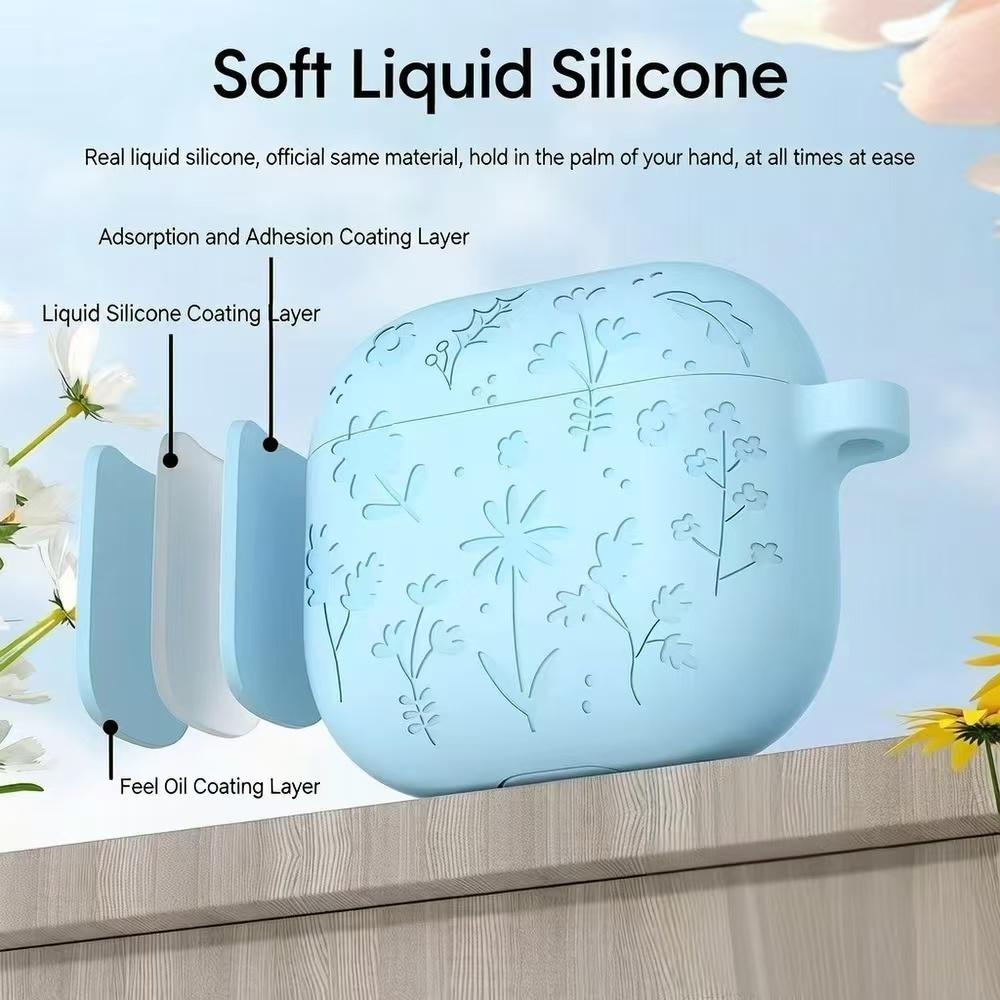 Case For AirPods Pro 3 Flower Engraved Protective Case Soft Silicone Full Cover -scratch Shockproof Case For AirPods Pro 3