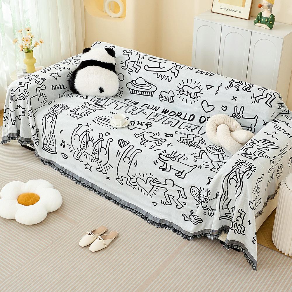 Полотенце для дивана с полным покрытием Ins Cream Wind Cotton Yarn Покрывало для кемпинга Чехол для диванной подушки на все сезоны Универсальный Все включено