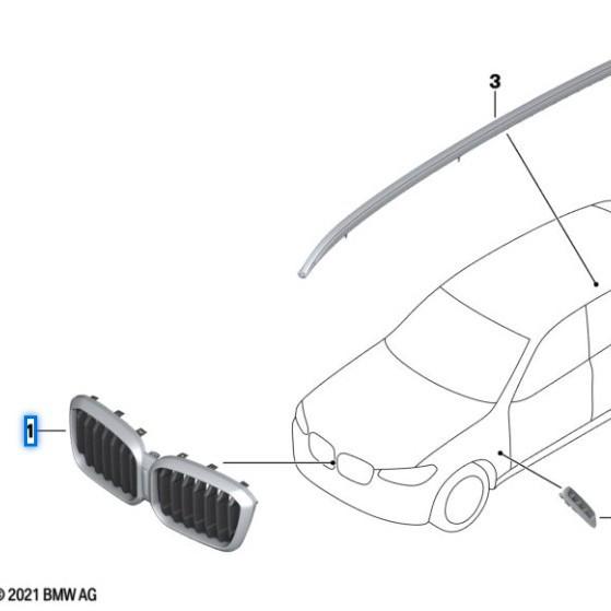 Решетка переднего бампера BMW X3 G01 LCI Глянцево-черная с перфорацией - Модель 51135A1AC56