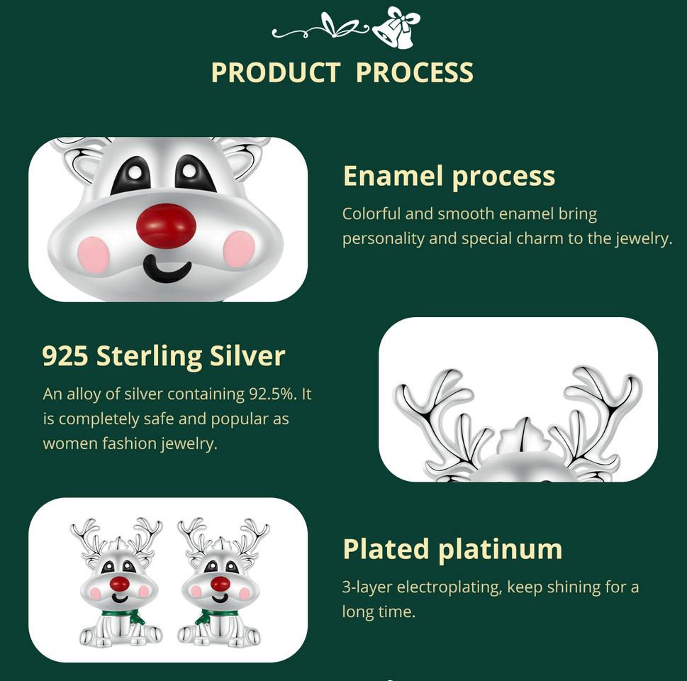 BAMOER стерлингового серебра 925 пробы милые серьги-гвоздики с оленями для женщин вечерние рождественские ювелирные украшения подарок