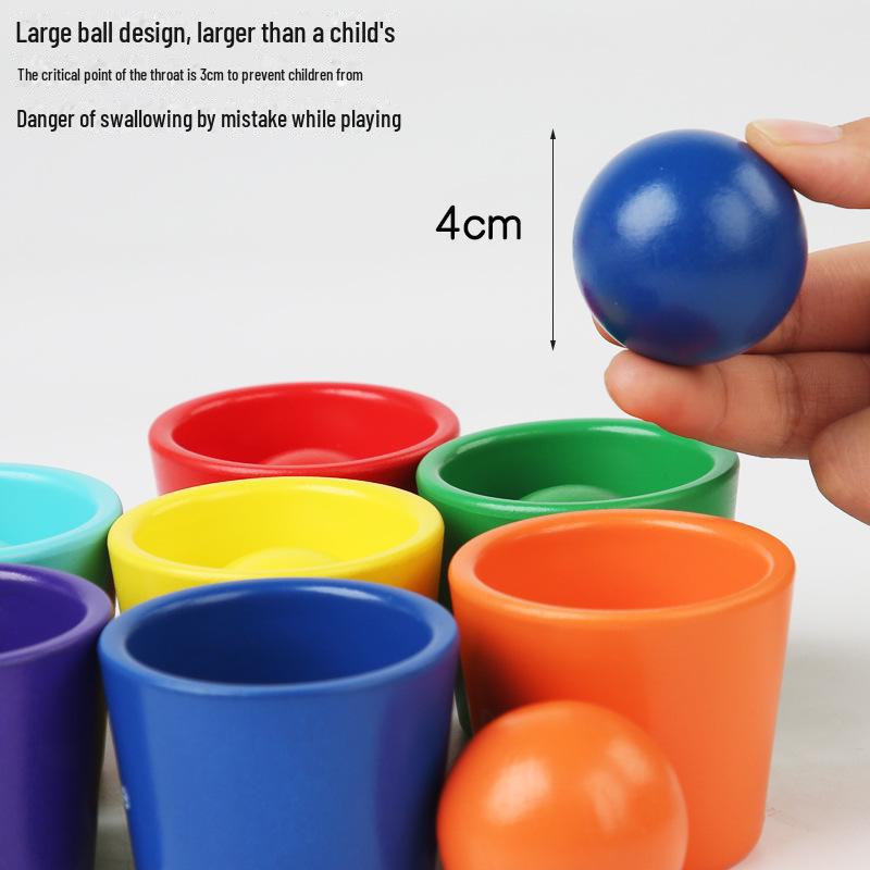 Набор разноцветных деревянных шариков и чашек для раннего развития: Улучшение координации движений рук и глаз, а также взаимодействие родителей и детей
