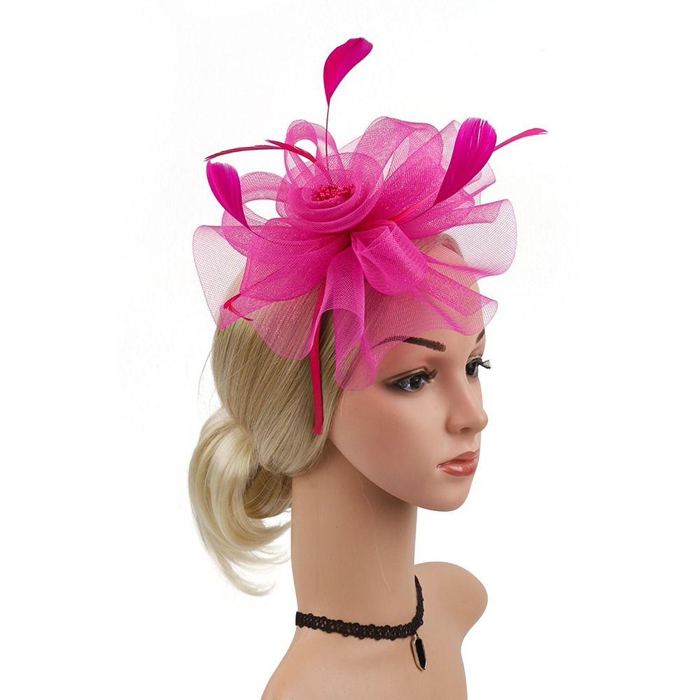 Повязка для волос на чайную вечеринку с перьями и лентой, шляпа-дерби, винтажные шляпы-чародейки для женщин