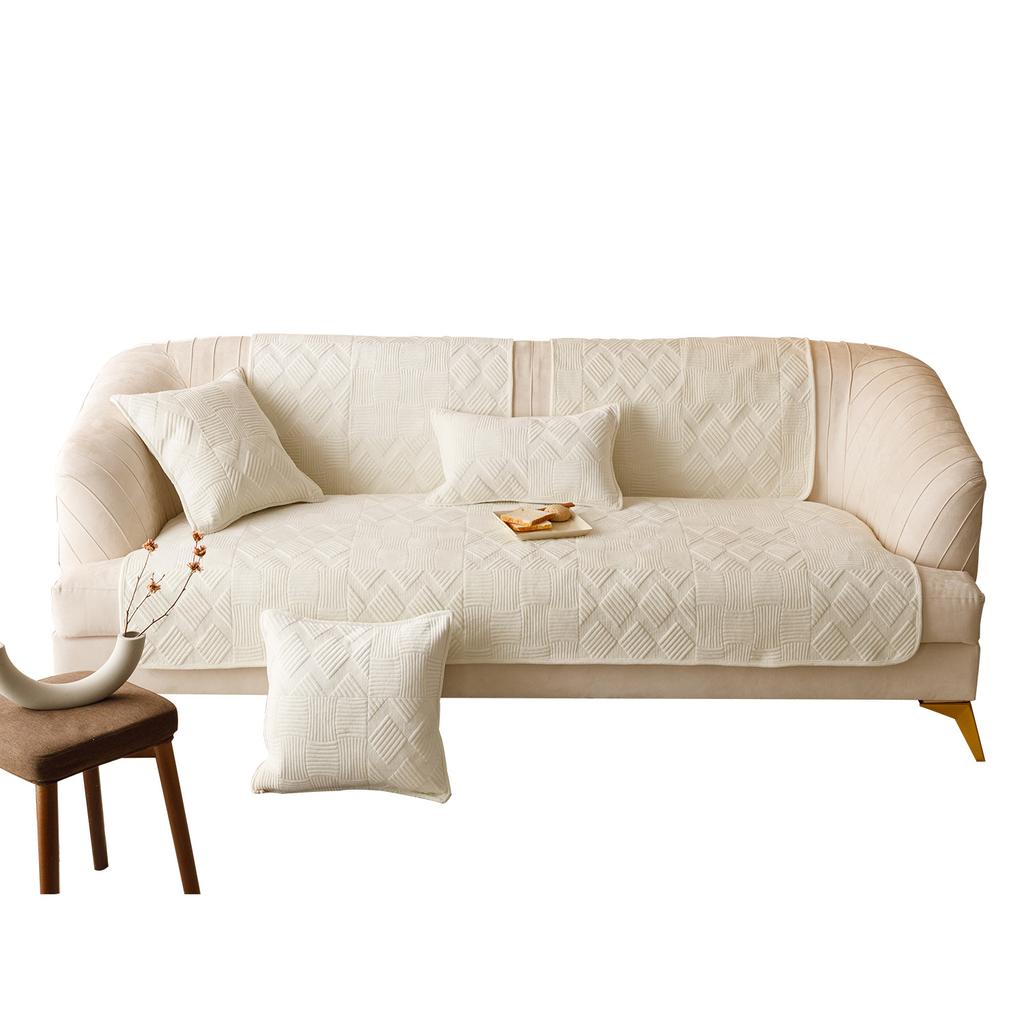 Плюшевая диванная подушка кремового цвета, всесезонная универсальная высококачественная противоскользящая подушка для сиденья, минималистичный кожаный чехол для дивана для гостиной