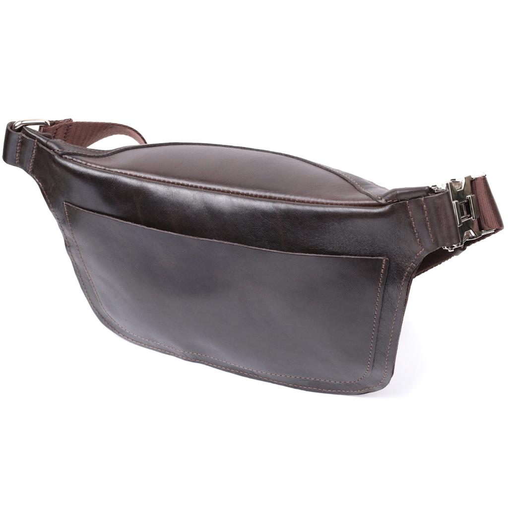 Стильная бананка для мужчин из натуральной кожи GRANDE PELLE Bag 22814 Коричневый