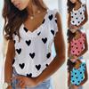 Women's Ruffles Sleeveless Love Print Vest Tank Tops Casual T-shirt Blouse