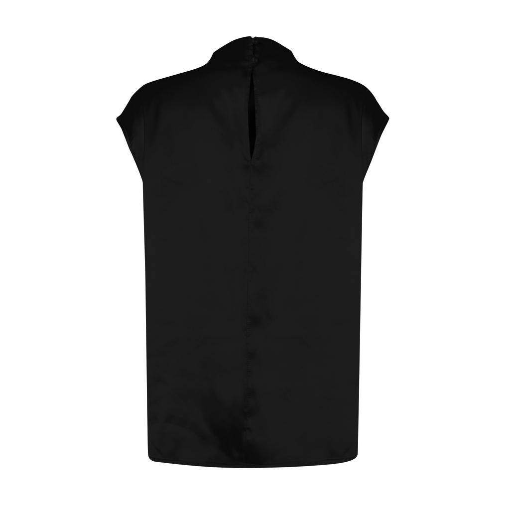 Женская повседневная элегантная атласная плиссированная рубашка с круглым вырезом, однотонный пуловер без рукавов, официальная рабочая рубашка, топ