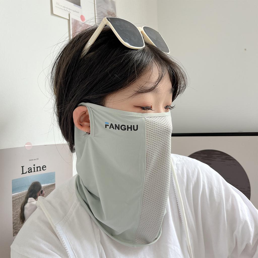 Summer UV Protection Sunscreen Mask Face Scarf Cycling Sunscreen Ice Silk Mask Face Cover Neck Wrap Cover Breathe Traceless Thin