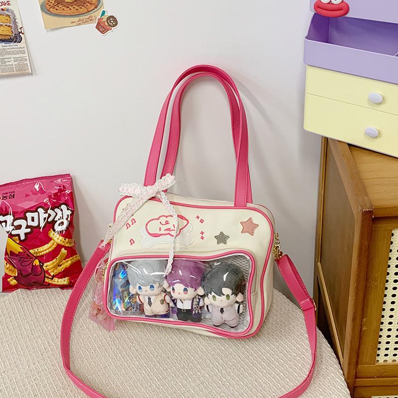 Цвет Кость Блокировка Сердце Декор Женская Повседневная Сумка на Одно Плечо Квадратная Сумка Итабаг