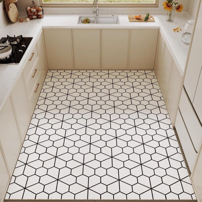 Ковер для кухни Водонепроницаемый напольный коврик Кожа ПВХ Длинные нескользящие коврики для ног Минималистичное украшение дома Коврик для балкона Альфомбра