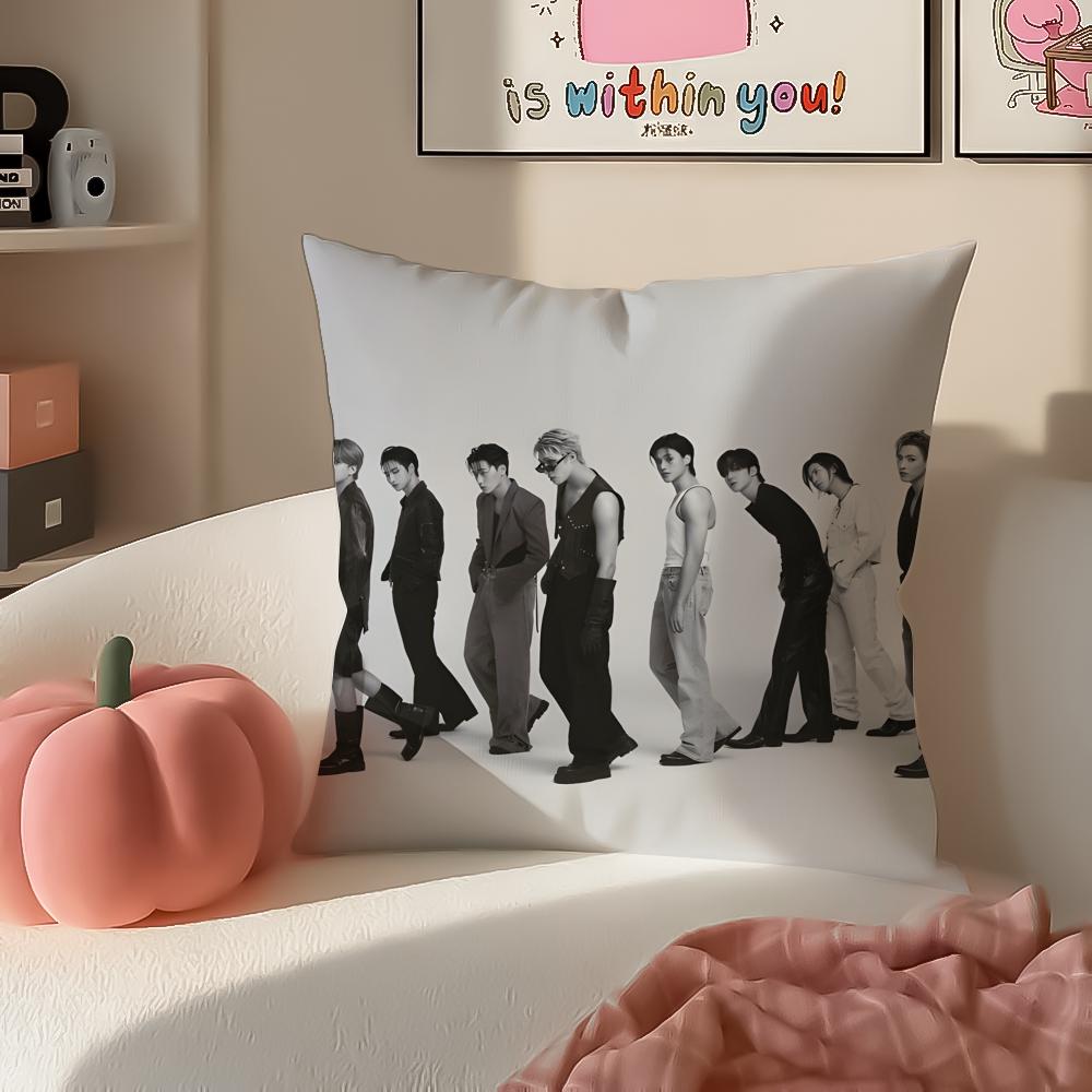 Band dynamic AATEEZ Cushion Cover Pillowcase Short Plush Invisible zipper Room Sofa Cushion Cover