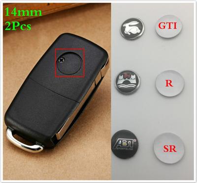 2 шт. 14 мм GTI R ABT Эмблема Наклейка Автомобильный ключ дистанционного аудио значок наклейка для Jetta Passat Polo Tiguan Touareg
