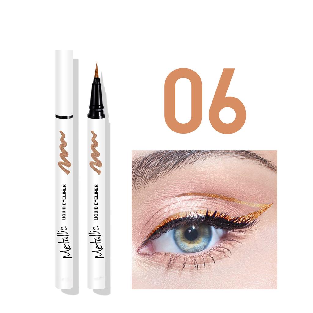 Small Silver Tube Eyeliner Black Dark Brown Berry Red Color Liquid Eyeliner Liquid Lying Silkworm Shadow Pen Suitable for Novice