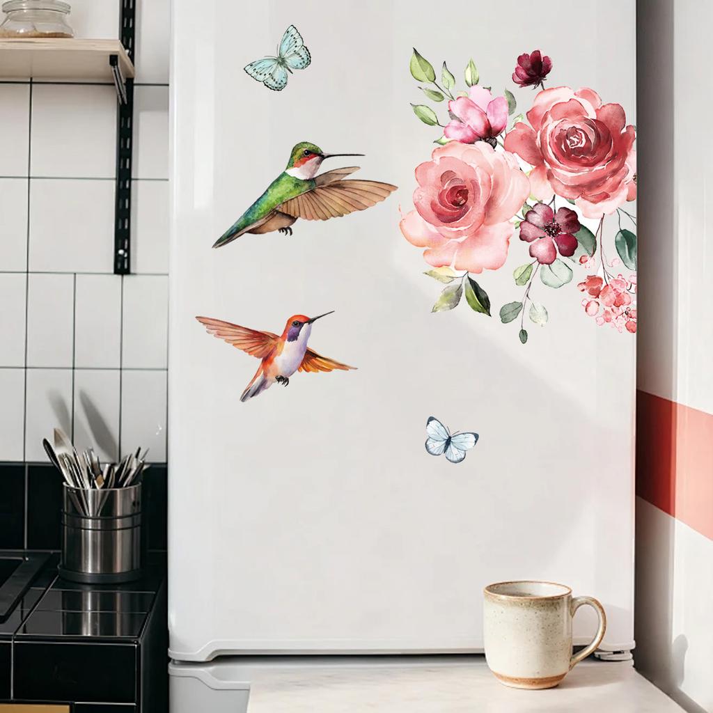 Наклейки на окна с бабочками и колибри для декора спальни и дома, плёнка для стекла, наклейки, полупрозрачная, для конфиденциальности, на статику, романтическая тема природы