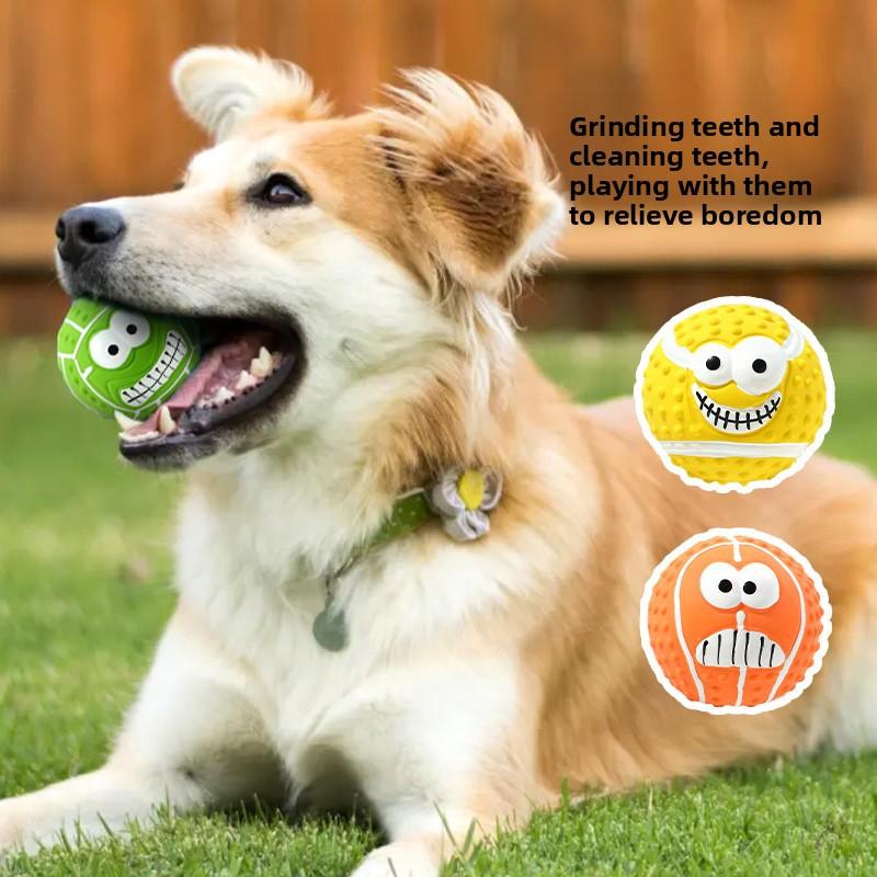 Новый мячик с улыбающимся лицом, латексная игрушка со звуком, для чистки и шлифовки зубов, латексный мячик для питомца, игрушка для собаки, товары для питомцев