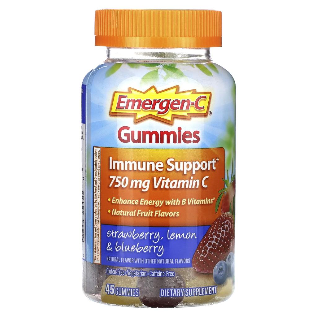 Emergen-C, Immune Boosting Gummies, Strawberry, Lemon & Blueberry, 45 Gummies