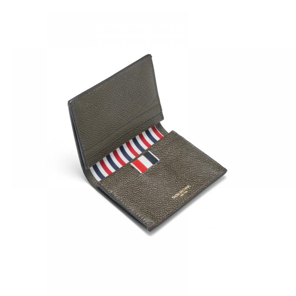 Thom Browne Pebble Grain Three Stripe Card Wallet Maw021l 00198 206