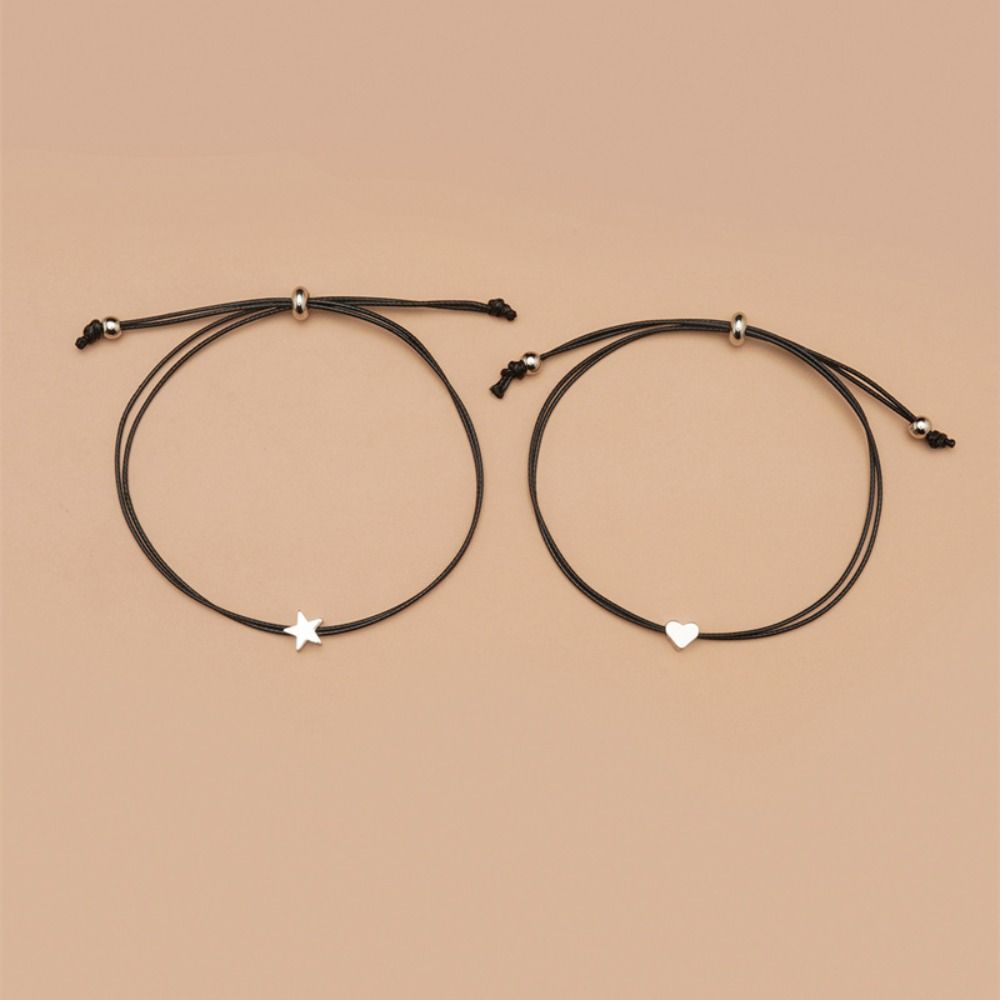 2 шт. Браслет-карточка дружбы со звездой, регулируемый, для пары, новые браслеты с маленьким сердечком, мужские