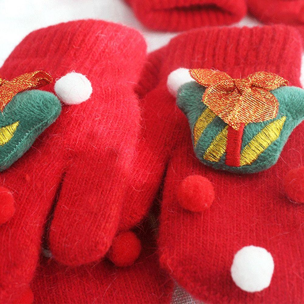 Adult Snowman Christmas Kids Mittens Women Knitted Gloves Full Fingers Gloves Santa Claus Printed