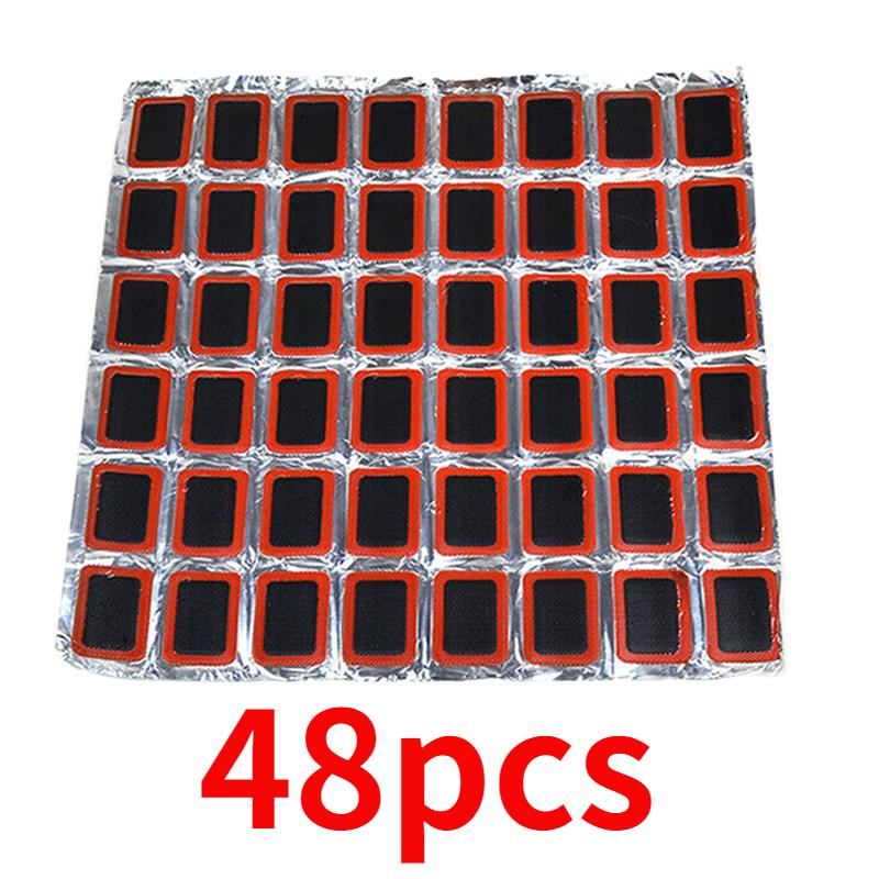Tire Patch Rubber Bike Tyre Repair Pad Portable Tire Inner Tube Pad Round Square Type Car Bicycle Repair Tools Accessory 48pcs