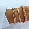 Trendy European & American Retro Snake Bone Chain 3-Piece Metal Bracelet Set
