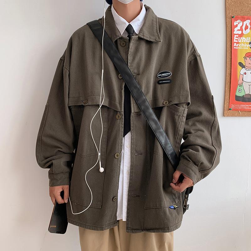 Men's Spring & Autumn Fashion Denim Jacket - Retro Hong Kong & Japanese Style, High Street Youth French Design