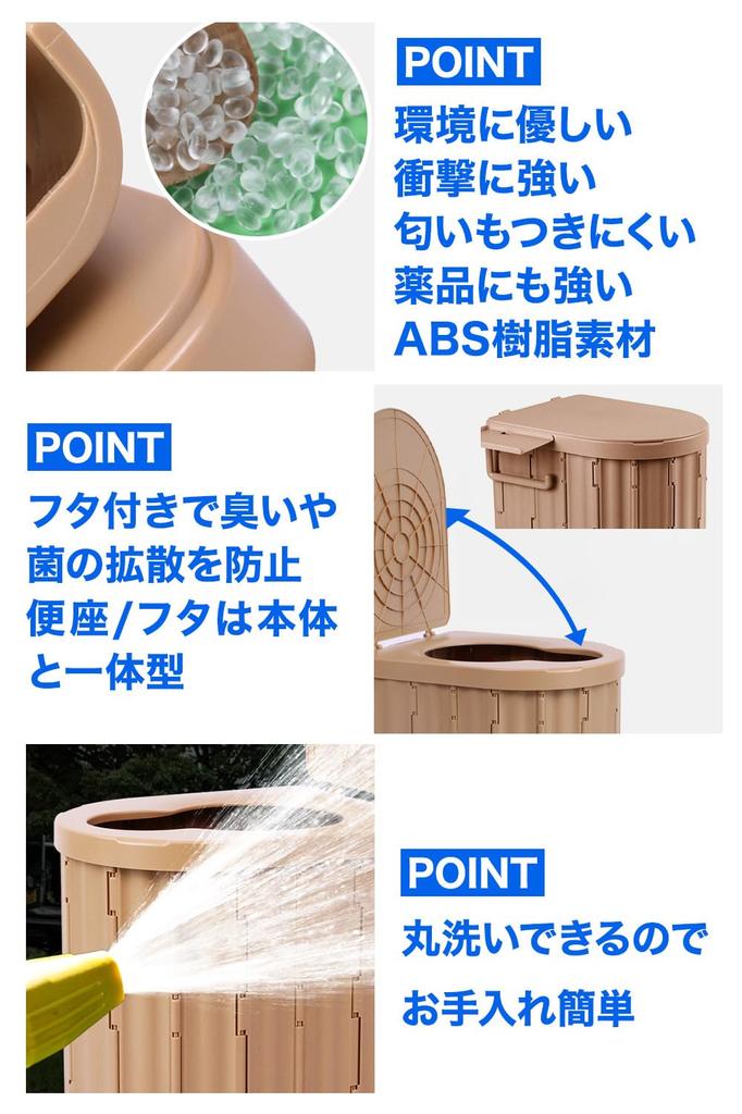 Clean House Portable Folding Toilet with Excrement Bag and Coagulant Step and Emergency Car Camping Set, Lid, Stool,