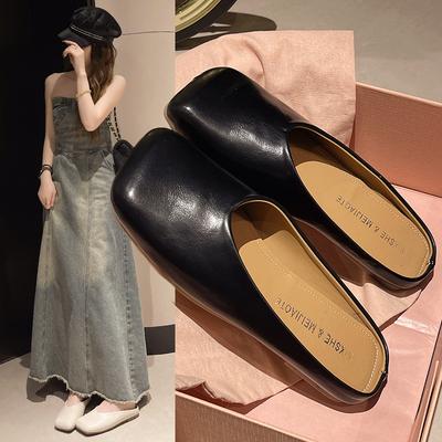 Модные туфли на плоской подошве с квадратным носком, женские тапочки, летние босоножки с открытой пяткой 2024 года, новые модные повседневные шлепанцы, женские шлепанцы Zapatillas