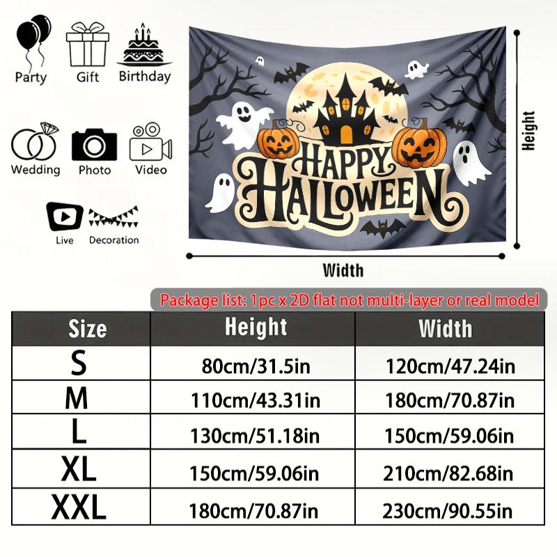 Haunted Castle Halloween Party Backdrop, Spooky Polyester Banner for Wall Decor & Photo Booth
