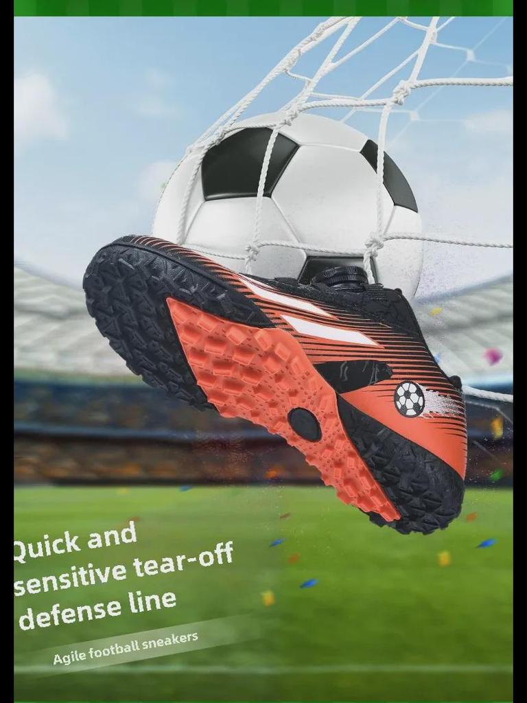 Kids' Low-Top Football Training Shoes with Rotating Buckle