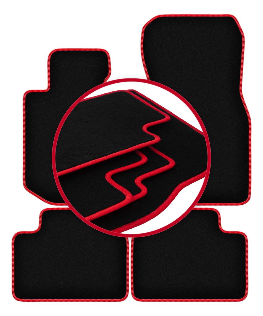 Velour floor mats with red edge for: BMW 4 G26 Gran Coupe (2021-2022)