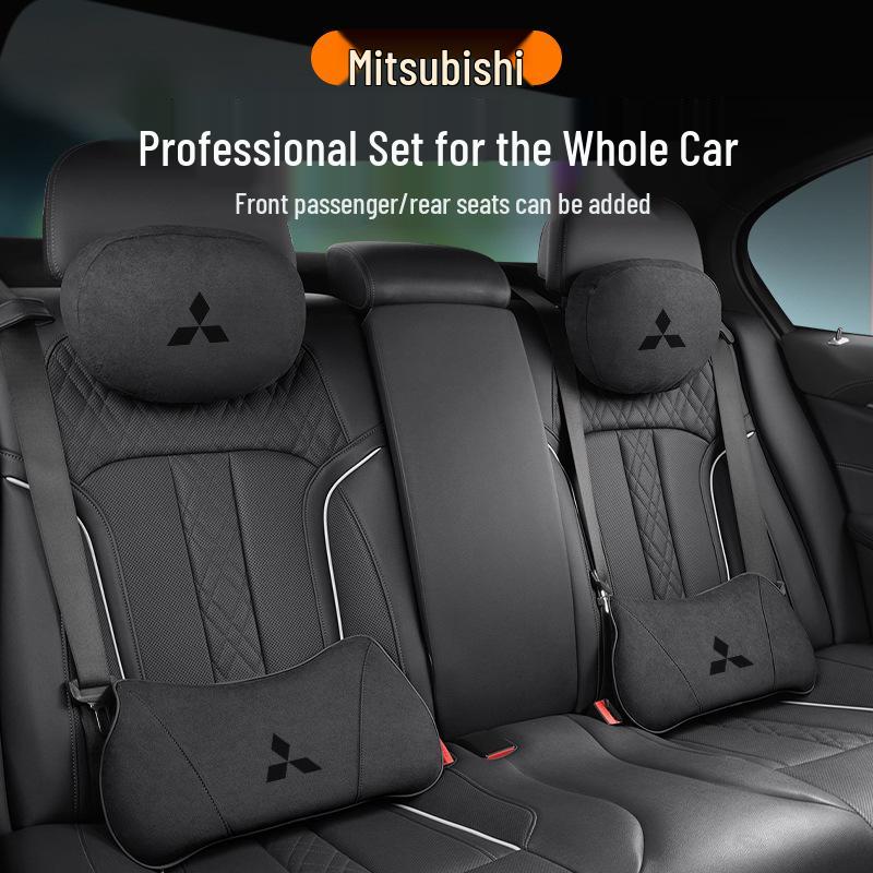 Mitsubishi Car Backrest & Neck Pillow: Compatible with Outlander, Pajero, ASX, Eclipse Cross.