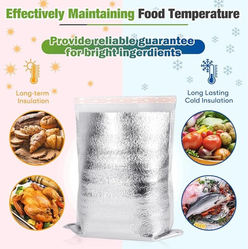 Cold Warm Aluminum Foil Bag Drink Food Thermal Insulation Bag Food Delivery Packing Bag Waterproof Cooler Pouches with Closure