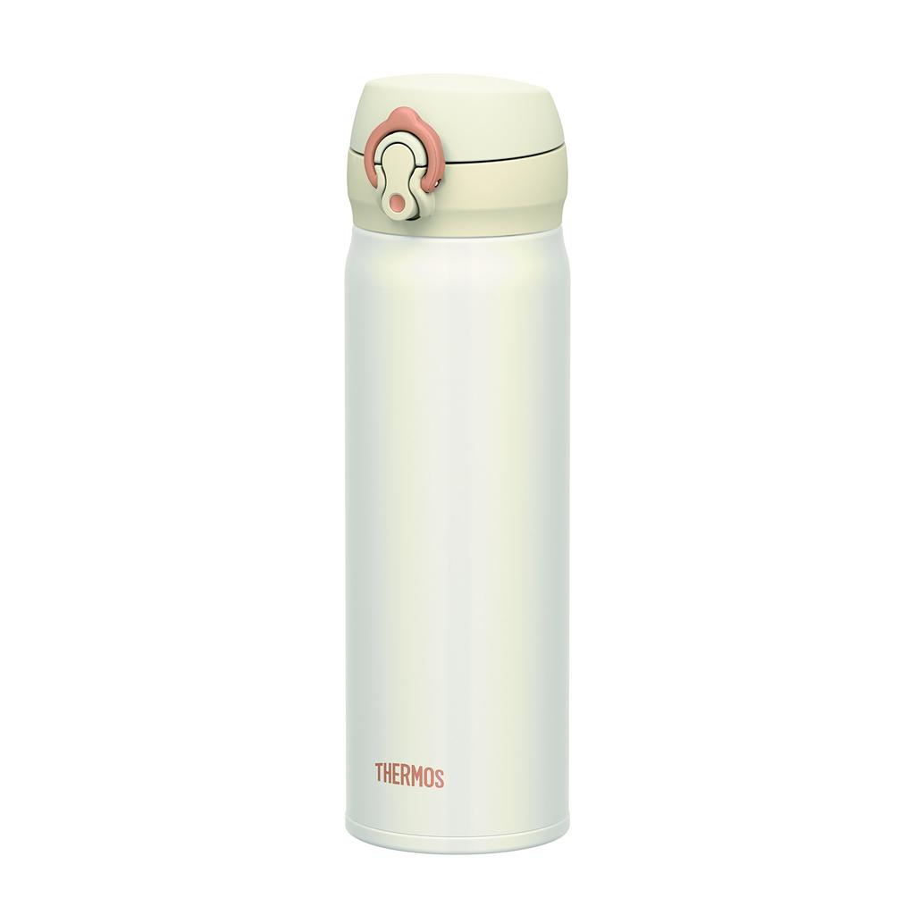 Thermos Water Bottle Vacuum Insulated Mobile Mug Open Pearl White PRW [One-Touch Type] 0.5L JNL-502