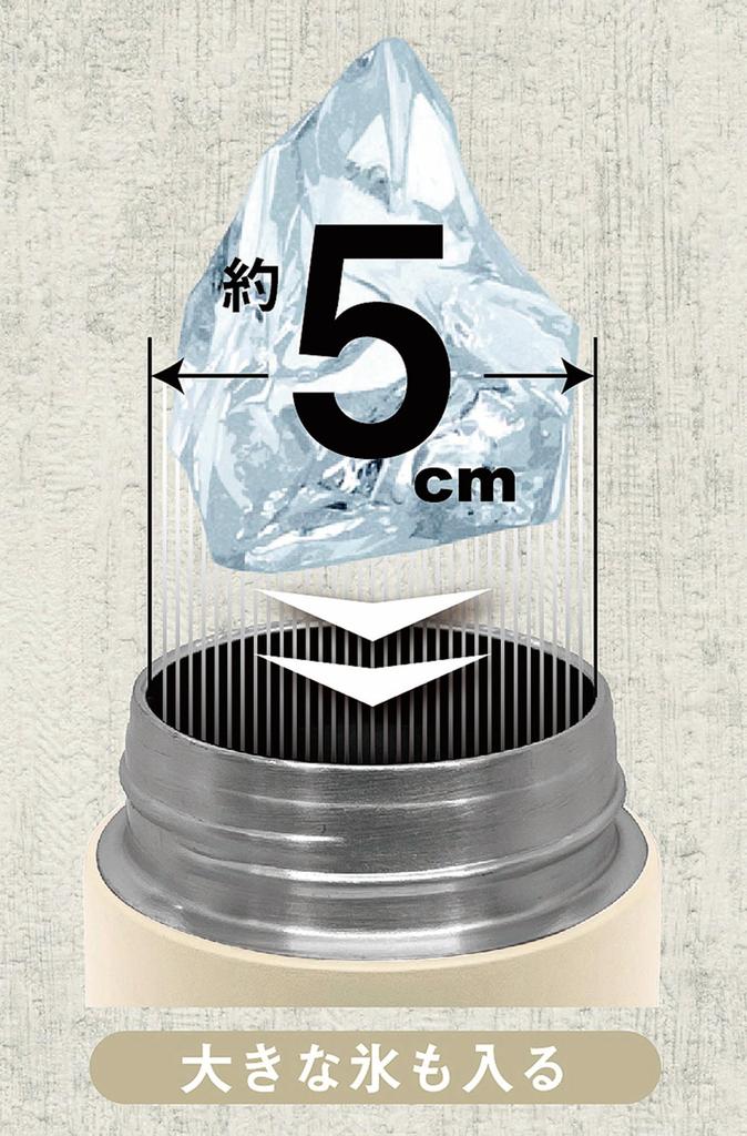 Кружка Kakusei для воды, вакуумная, двойная, большая, вмещает большой объем, легко вмещает в себя бутылку для льда Neolife, бутылка, 500 мл, цвет слоновой кости, структура, тепло/холодоизоляция,