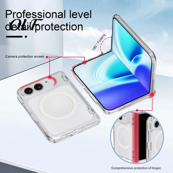 Comfortable Hold Protective Case Magnetic Slim Phone for IPhoneDuo 2026, Clear Anti-yellowing Acrylic Cover Non-slip Foldable with Grip & Precise