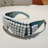 Vintage Brand Designer Oversized Square Pearl Sunglasses Women For Men Luxury Sun Glasses Punk Big Frame Rimless Party Eyewear
